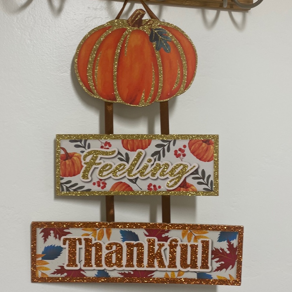 Feeling Thankful Pumpkin 3 tier Wall Decor NWT